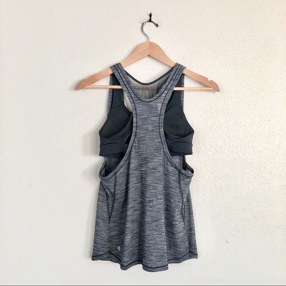 LULULEMON Glide and Stride Cutout Racerback Mesh Tank in Heathered Black Grey - Picture 10 of 13